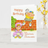 Gelukkige Verjaardag van Humpty en Weinig Misser Kaart (Gele Bloem)