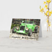 Gelukkige verjaardag van Man Classic Car Kaart (Gele Bloem)