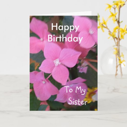 Gelukkige verjaardag van mijn zuster kaart (Gele Bloem)