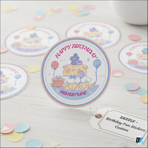 Gelukkige Verjaardag van [Name] - Roze Satin Swirl Ronde Sticker