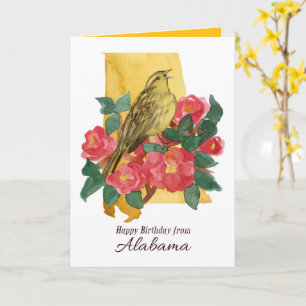 Gelukkige verjaardag vanuit Alabama Camellia Yello Kaart