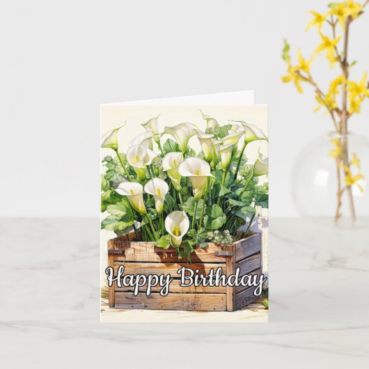 Gelukkige Verjaardag Vers Gekozen Calla Lelies Kaart (Gele Bloem)