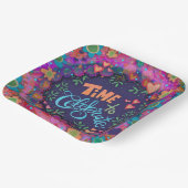 Gelukkige verjaardag vieren leuke kleurrijke bloem papieren bordje (Gebogen)