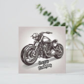 Gelukkige verjaardag vintage motorfiets  kaart (Staand voorkant)
