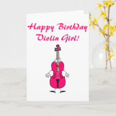 Gelukkige Verjaardag Vioolmeisje Kaart (Gele Bloem)