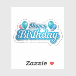 Gelukkige verjaardag vliegende ballonnen sticker