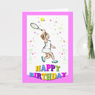 Gelukkige verjaardag voor een mooie tennisser kaart
