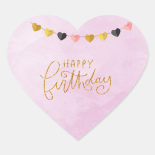 Gelukkige Verjaardag voor haar String of Hearts Hart Sticker