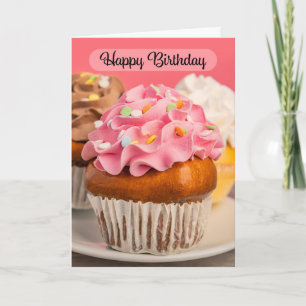 Gelukkige verjaardag voor iedereen heerlijke cupca feestdagen kaart