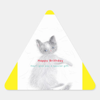 Gelukkige verjaardag voor je kat driehoek sticker