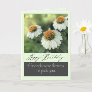 Gelukkige verjaardag voor vriend witte bloemen kaart