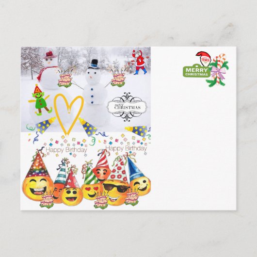 Gelukkige Verjaardag Vrolijk Kerstfeest Briefkaart (Voorkant)