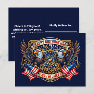 Gelukkige Verjaardag VS 250 Jaar Patriottische A Briefkaart