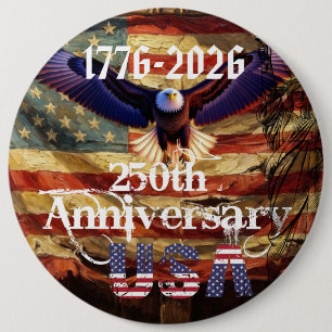 Gelukkige Verjaardag VS 250 Jaar  Ronde Button 6,0 Cm