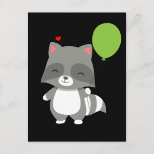Gelukkige verjaardag Wasbeer Jongen Meisje Ballon  Briefkaart