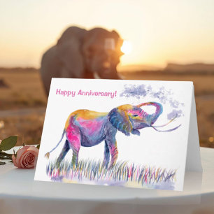 Gelukkige verjaardag waterverf olifant kaart
