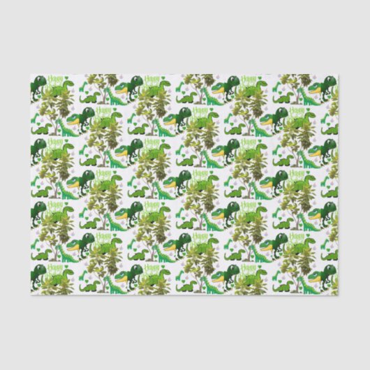 Gelukkige Verjaardag Weefsel Papier Dinosaurus (Voorkant)