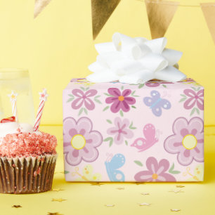Gelukkige Verjaardag Wilde Bloemen Tuin Boho Patro Cadeaupapier