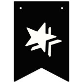 GELUKKIGE VERJAARDAG ☆ WITTE TEKST OP ZWARTE ACHTE VLAGGETJES (Eerste vlag)