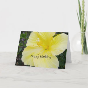 Gelukkige Verjaardag - Yellow Hibiscus Kaart