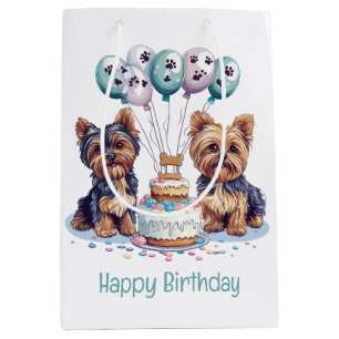 Gelukkige Verjaardag Yorkie Dog Medium Cadeauzakje