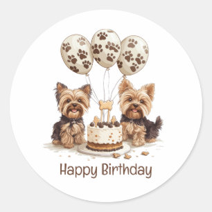 Gelukkige verjaardag Yorkie Dogs Ronde Sticker