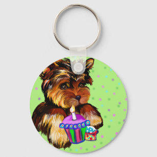 GELUKKIGE VERJAARDAG YORKIE POO SLEUTELHANGER