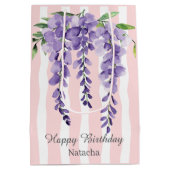 Gelukkige verjaardag zo zoete roze strepen druiven medium cadeauzakje (Achterkant)