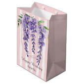 Gelukkige verjaardag zo zoete roze strepen druiven medium cadeauzakje (Achterkant Gekanteld)