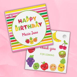 Gelukkige Verjaardag zoete vruchten Bedankjes Labels