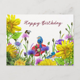 Gelukkige verjaardag Zonnebloemen, Wilde Bloemen N Briefkaart