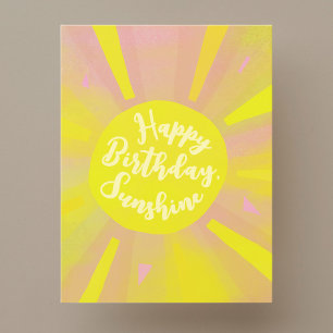 Gelukkige Verjaardag Zonneschijn Handgeschilderd B Briefkaart