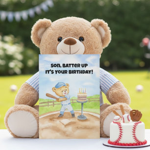 Gelukkige verjaardag zoon honkbal teddybeer kaart