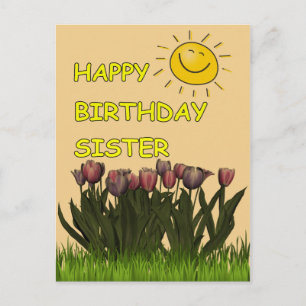 Gelukkige Verjaardag Zus en Bloemen Briefkaart