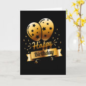 Gelukkige Verjaardag - Zwart & Goud 1 Kaart (Gele Bloem)