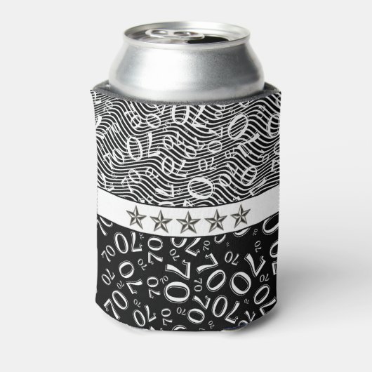 Gelukkige Verjaardag Zwart-wit Nummer 70 Thema Blikjeskoeler (Blikje Achterkant)