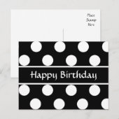 Gelukkige Verjaardag Zwart & Wit Polka Dot Post Ka Briefkaart (Voorkant / Achterkant)