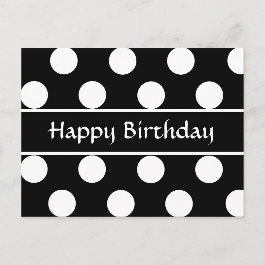 Gelukkige Verjaardag Zwart & Wit Polka Dot Post Ka Briefkaart (Voorkant)
