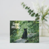 Gelukkige Verjaardag Zwarte Kat Buiten Briefkaart (Staand voorkant)
