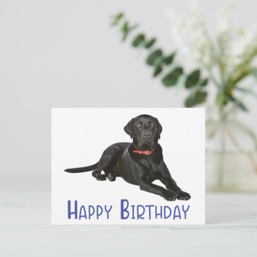 Gelukkige Verjaardag Zwarte Labrador Retriever Pup Briefkaart (Staand voorkant)