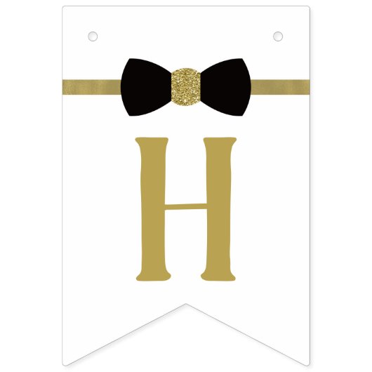 Gelukkige Verjaardagsbanner in Zwart en Faux Goud Vlaggetjes (Tweede vlag)