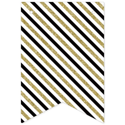 Gelukkige Verjaardagsbanner in Zwart en Faux Goud Vlaggetjes (Eerste vlag)