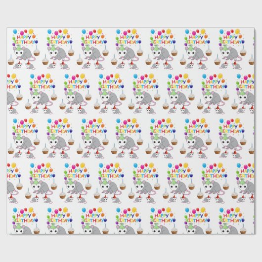 Gelukkige Verjaardagscadeau inpakpapier Possum (Vlak)