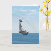 Gelukkige verjaardagsdolfijn kaart (Gele Bloem)