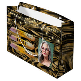 Gelukkige Verjaardagsfoto Elegant Zwart Wit Feest Groot Cadeauzakje