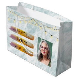 Gelukkige Verjaardagsfoto Elegant Zwart Wit Feest Groot Cadeauzakje