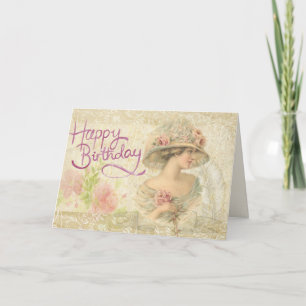 Gelukkige Verjaardagskaart Edwardian Lady Romance Kaart