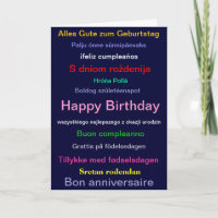 Gelukkige verjaardagskaart in verschillende talen