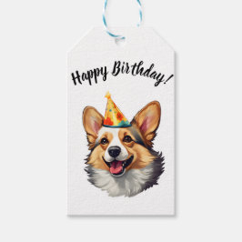 Gelukkige Verjaardagskegel Corgi Cadeaulabel
