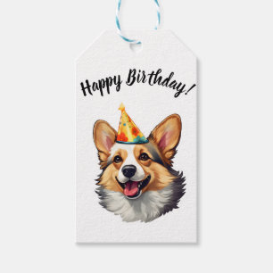 Gelukkige Verjaardagskegel Corgi Cadeaulabel